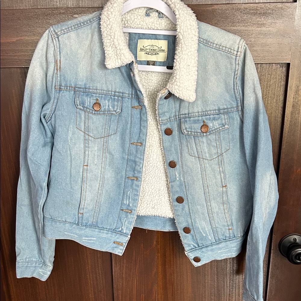 Light Blue Sherpa-Lined Kids Jean Jacket